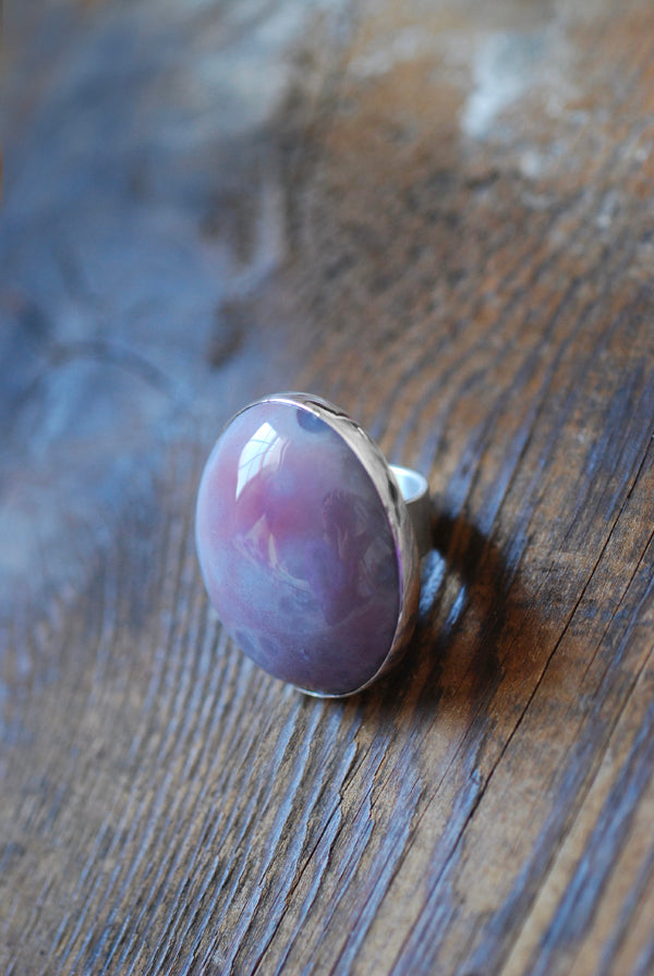 Lavender Sky Ring Gem Lepidolite with Pink Tourmaline
