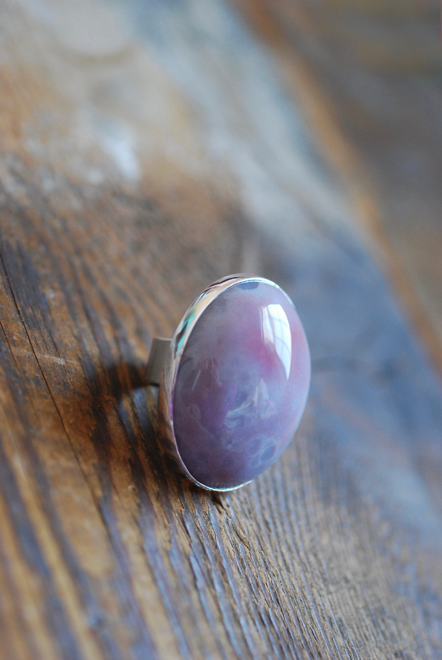 Lavender Sky Ring Gem Lepidolite with Pink Tourmaline