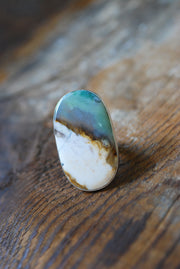 Sea Dune Ring Green Petrified Opal Wood