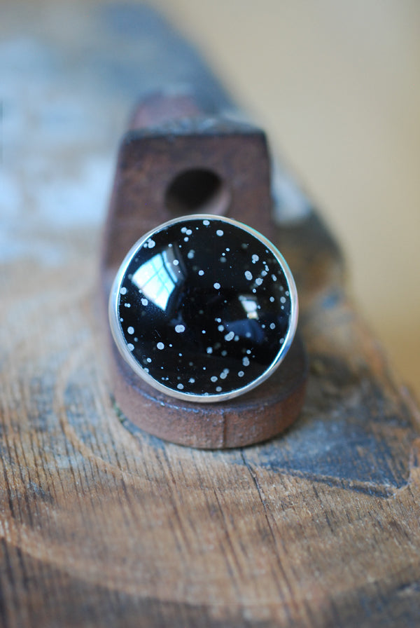 Snowy Night Ring Cosmic Obsidian