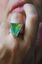 Sundrenched Ring Rare Yellow And Green Banded Fluorite All Natural