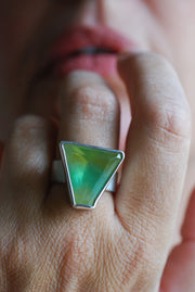 Sundrenched Ring Rare Yellow And Green Banded Fluorite All Natural