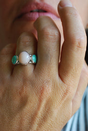 Dust And Bloom Ring American Turquoise And Pink Opal