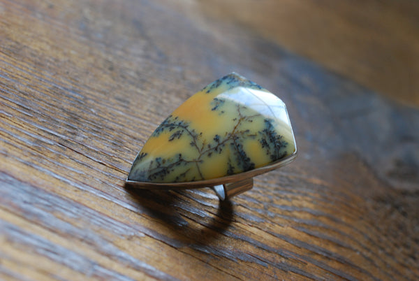 Wildflower Sunset Ring Rare Dendritic Opal