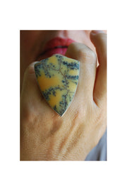 Wildflower Sunset Ring Rare Dendritic Opal