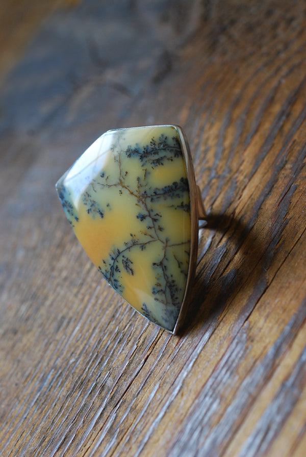 Wildflower Sunset Ring Rare Dendritic Opal
