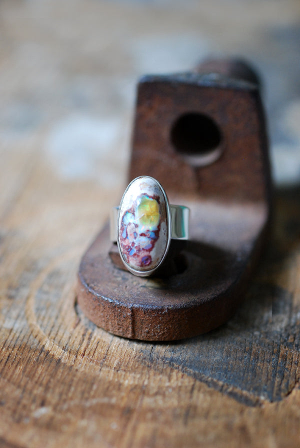Inner Light Ring Rare Raw Yellow Rainbow Fire Opal