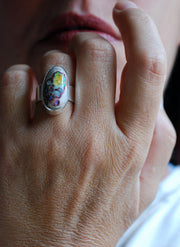 Inner Light Ring Rare Raw Yellow Rainbow Fire Opal