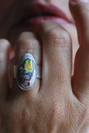 Inner Light Ring Rare Raw Yellow Rainbow Fire Opal