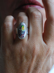 Inner Light Ring Rare Raw Yellow Rainbow Fire Opal